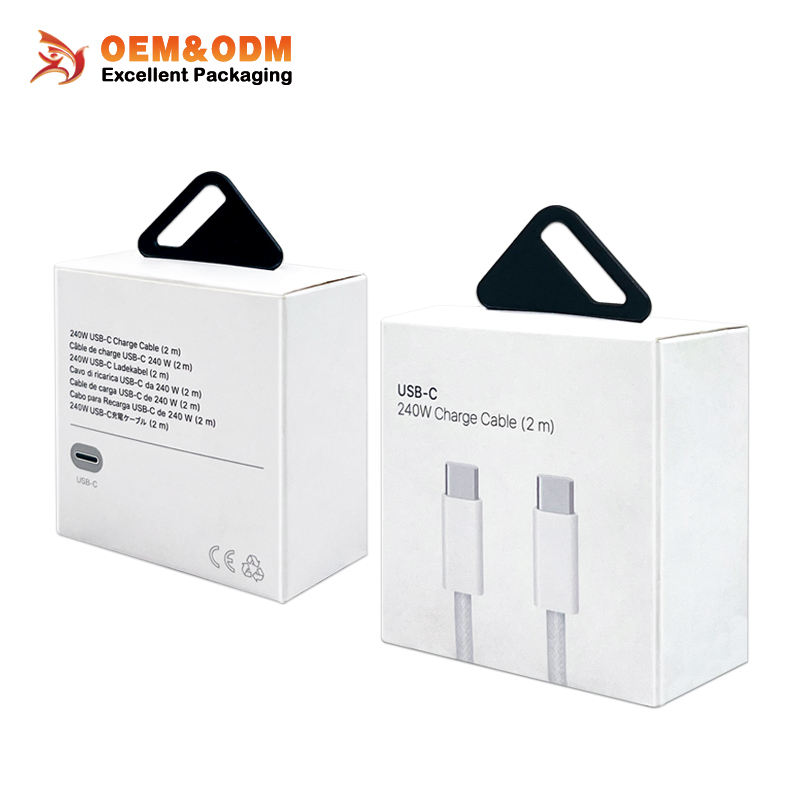 Excellent Pinchuang 006 Wholesale Phone Accessory Packaging Box Square Packing Kraft Paper Gift Box Usb-C Charger Cable Folding