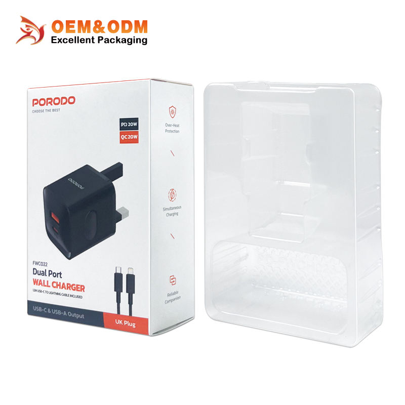 Excellent Pinchuang 007 Custom Eco-friendly USB Wall Charger Packaging Blister Insert Mobile Phone Charging Adapters Paperboard