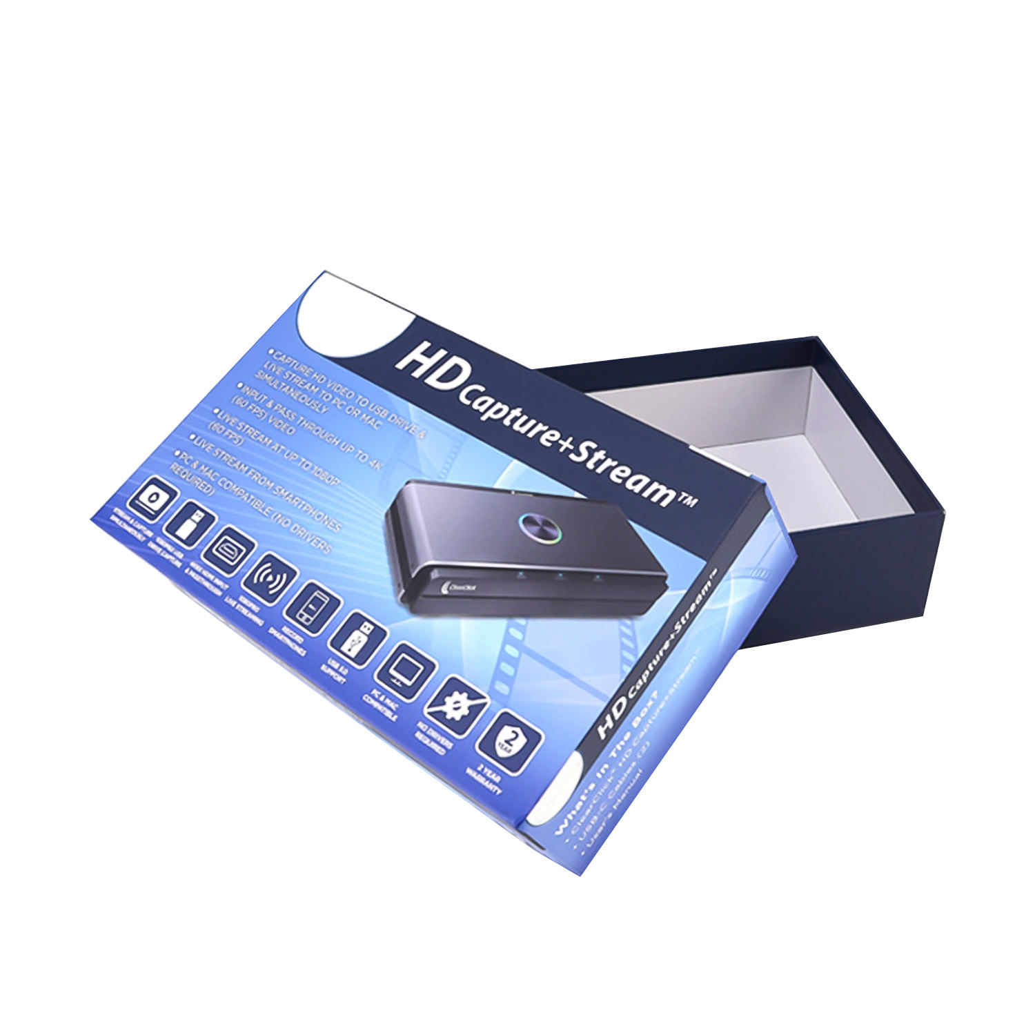 Hongze 005 Hot Sale Custom Logo Printed Electronic Square Paper Box OEM Embossed Sponge Liner for Picture Frame Hard Cube Packin