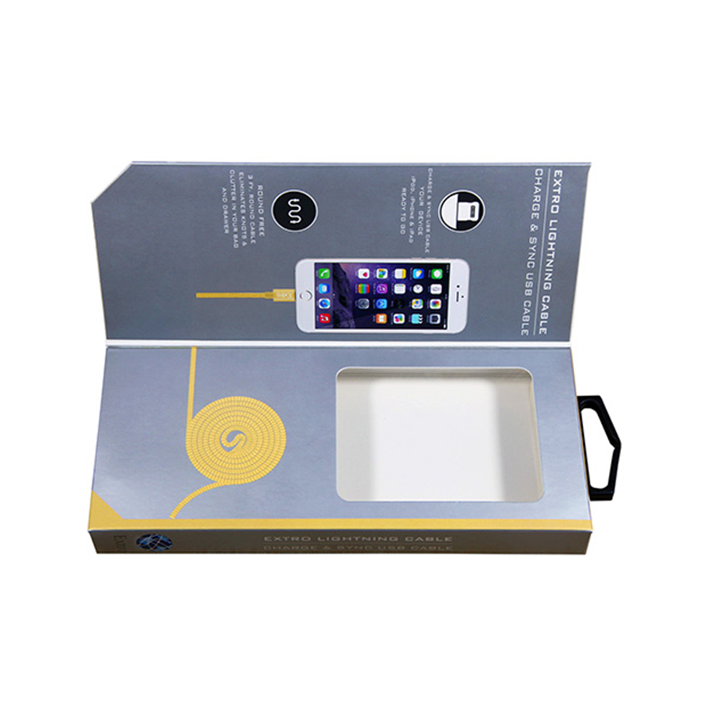 Hongze 007 New Portable Mobile Phone Data USB-C Charger Charging Cable Box Glossy Lamination Retail Packaging Manufacturer Gift