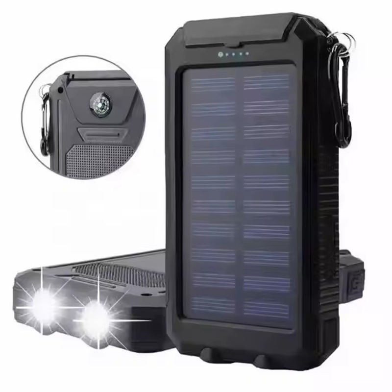 LED Light Waterproof Solar Power Bank Portable Dual USB Output 20000mAh Quick Charge Support Accept Customization
