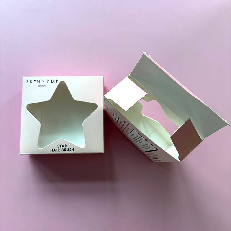 Senyu 003 Factory Customized Printed Logo Folding Small Carton White Card Box Paper Boxes Packaging with Transparent Star Window
