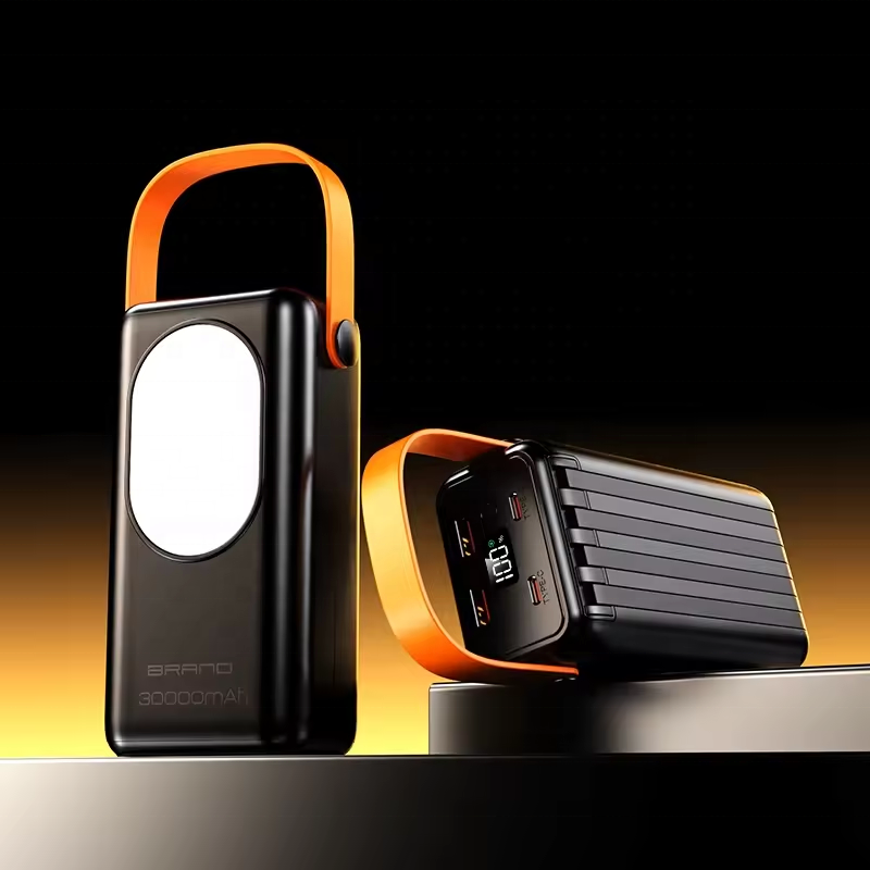 Custom Logo PD22.5W Super Fast Charging High Quality 30000mah Power Bank Built-in Camping Lamp LED Display Powerbank