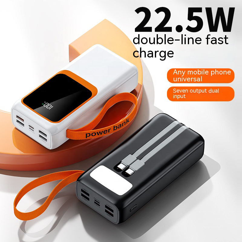 Factory 30000mah Portable Charger Self Cable High Capacity Fast Charge 22.5W Power Bank Multi Device Quick Charge for Phone