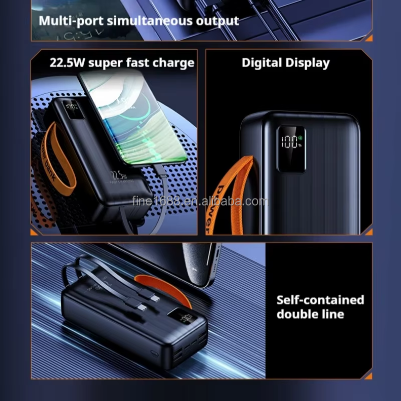 High Capacity 60000mAh Portable Power Bank Fast Charging 22.5W PD+QC3.0 Dual-Thread 60000 MAh High Efficiency Power Supplies