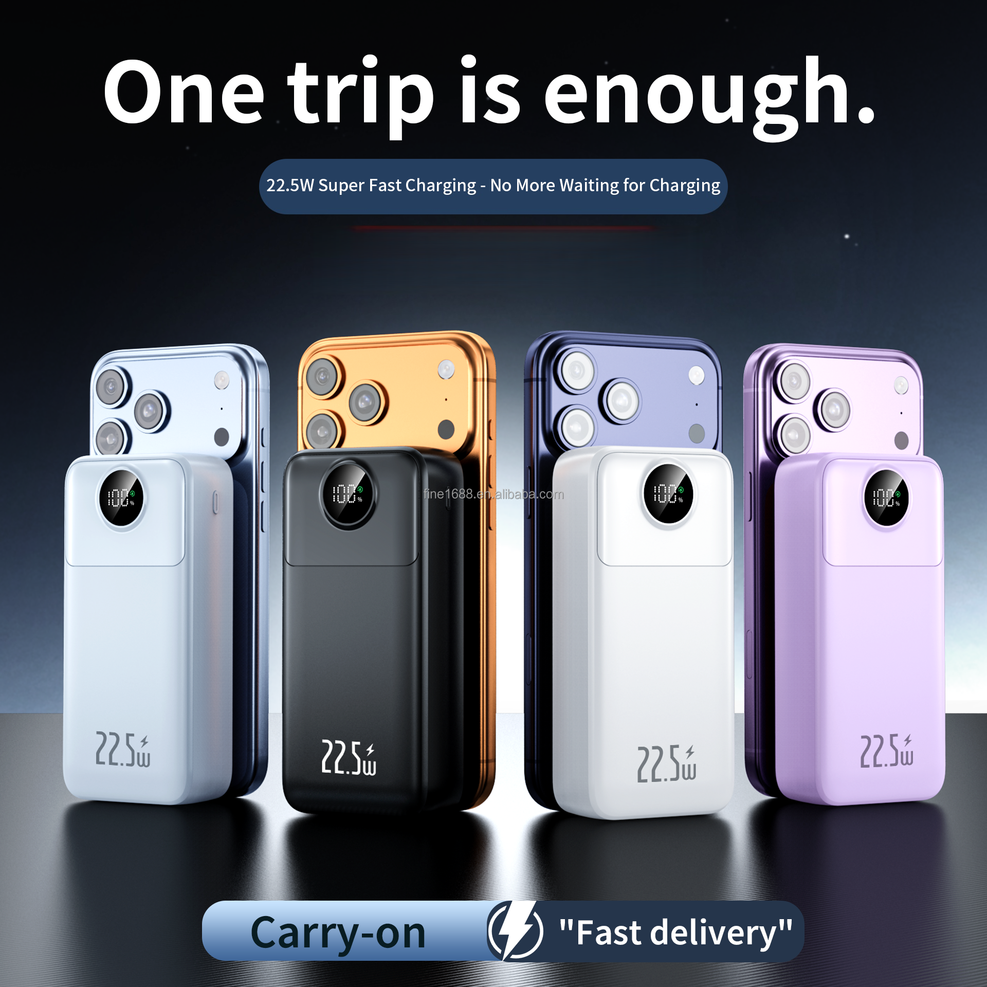 New Style High Capacity 30000mAh Portable Power Station Fast Charging TYPE-C Output Design with LED Display Two Wires