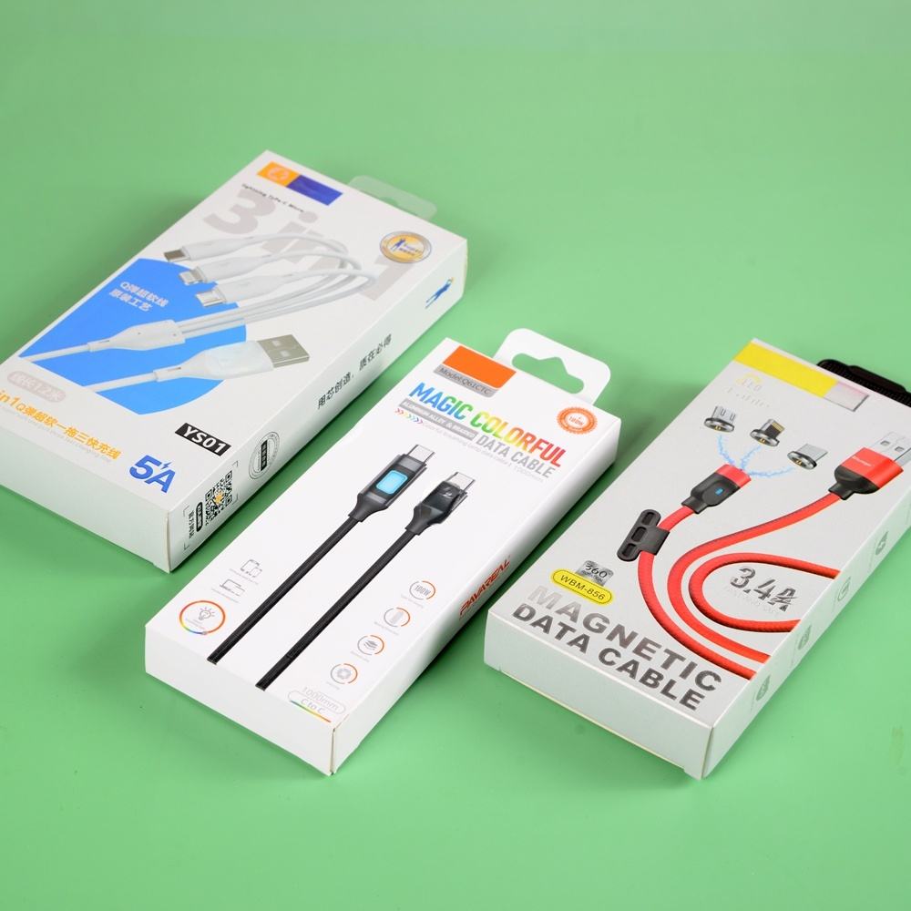 Zhongjin Xinwang 005 Three-in-One Data Cable Packaging Boxes Custom White Cardboard Box for E Commerce Box