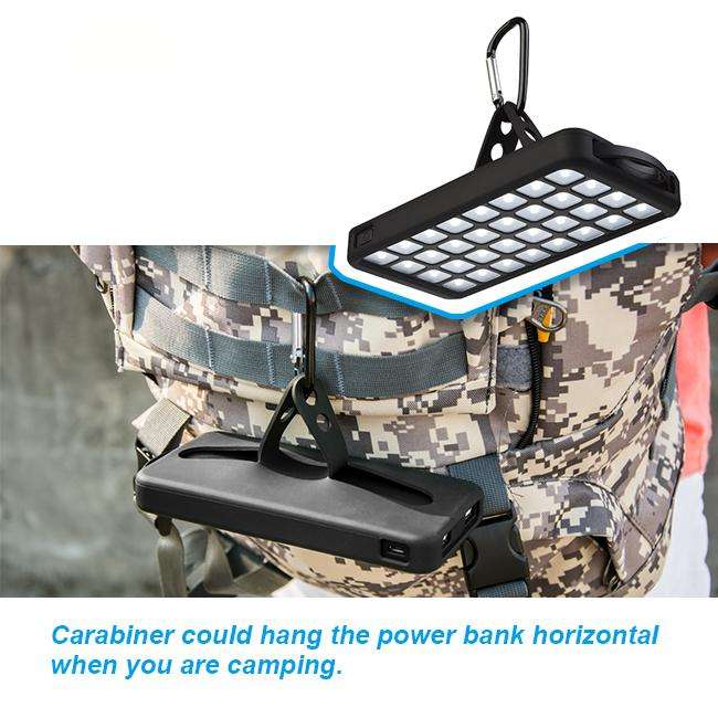 8000mAh Waterproof Solar Powerbank Multifunctional Dual USB Ports Solar Charger LED Light Power Bank for Camping Outdoor
