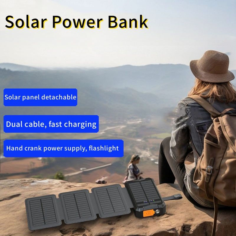 OEM Factory Portable Power Station Rechargeable Emergency SOS Solar Hand Crank USB Phone Charger 20000mAh Power Bank