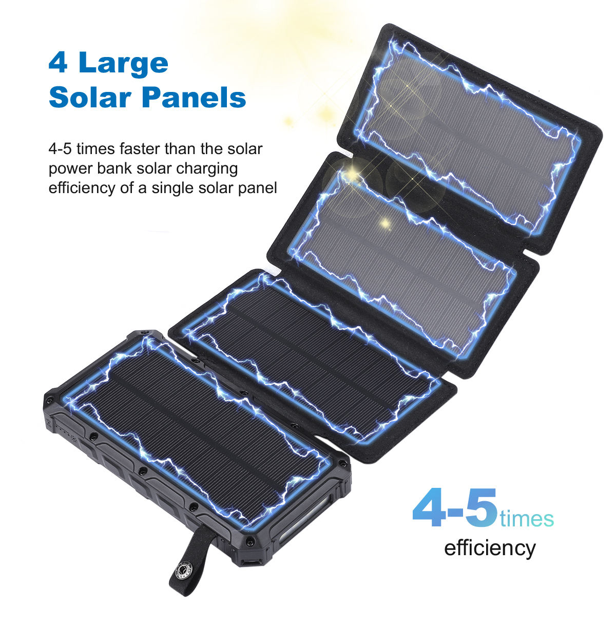 Wireless Phone Powerbank High Capacity 20000Mah Multi Panels Outdoor Travel Charging Battery Portable Solar Power Bank