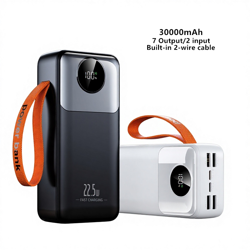 22.5W Fast Charging 30000mAh Li-Polymer Battery Power Bank Digital Display Four USB Type-C Output PD Universal Socket Portable