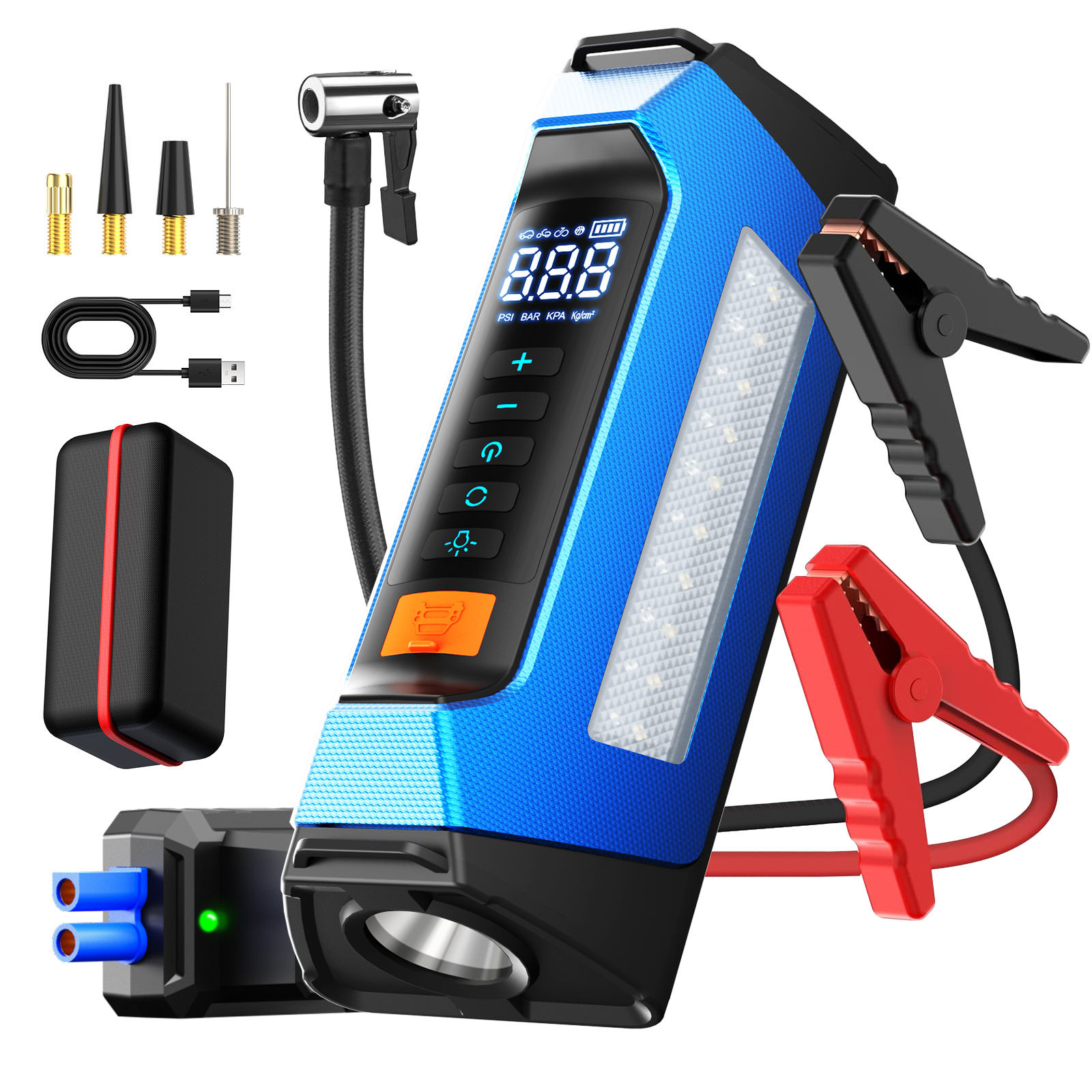 New ODM 8000amp Car Jumper 200psi Tire Inflator Pump 12v Battery Booster Super Capacitor Power Bank Jump Starter Air Compressor