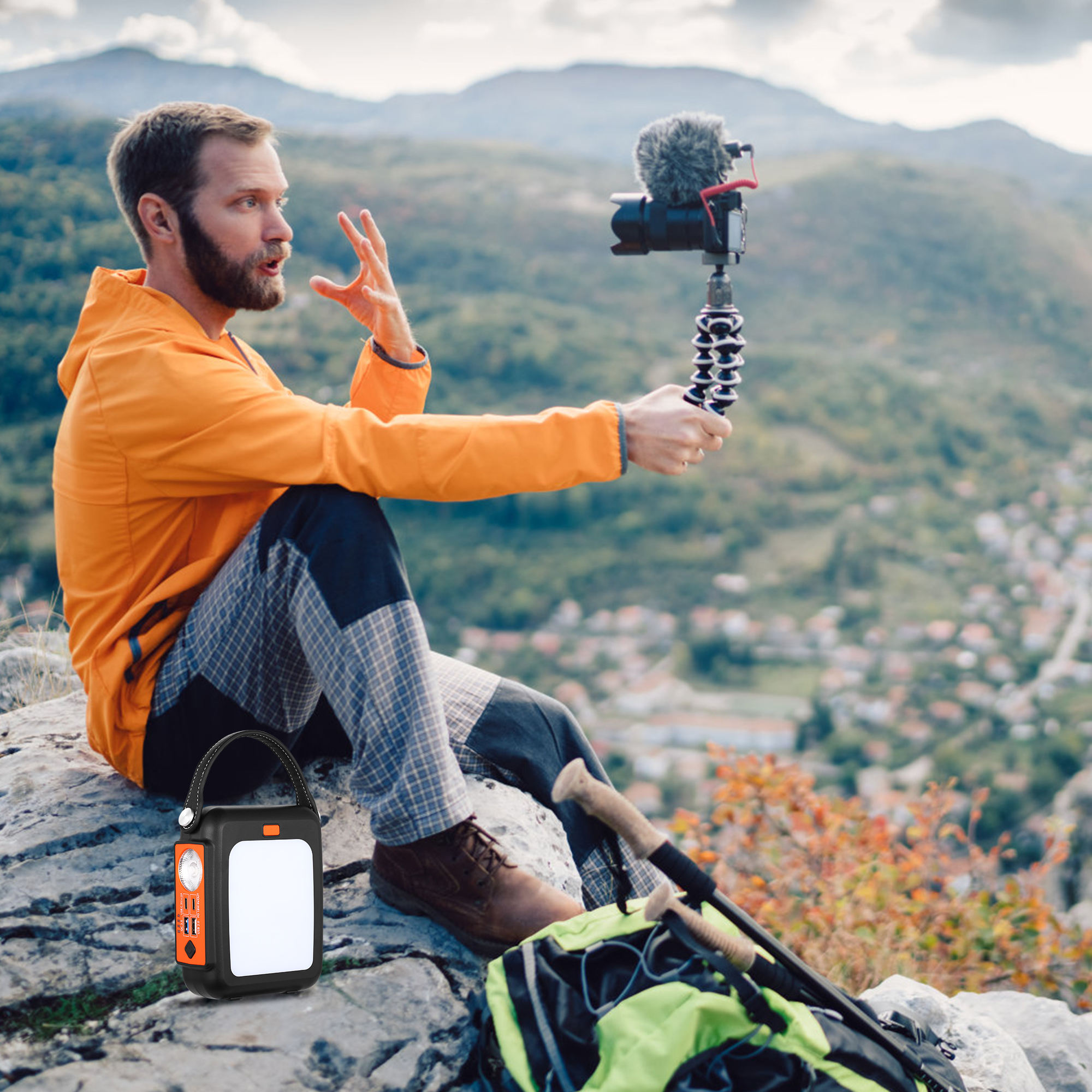 Outdoor Hand Crank Generator Laptop Mobile Phone Charger Pd 65w 20w Portable Solar Power Station 20000MAh for Camping