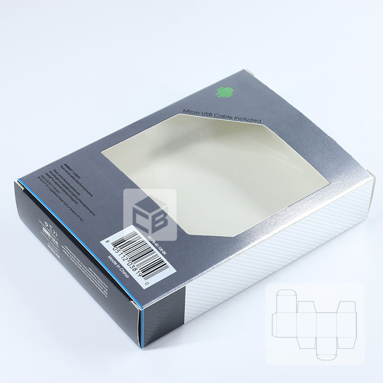 Chengbao 003 Customized Glossy Silver Paper Display Box for Consumer Electronics Packaging Solution for Electronics Products