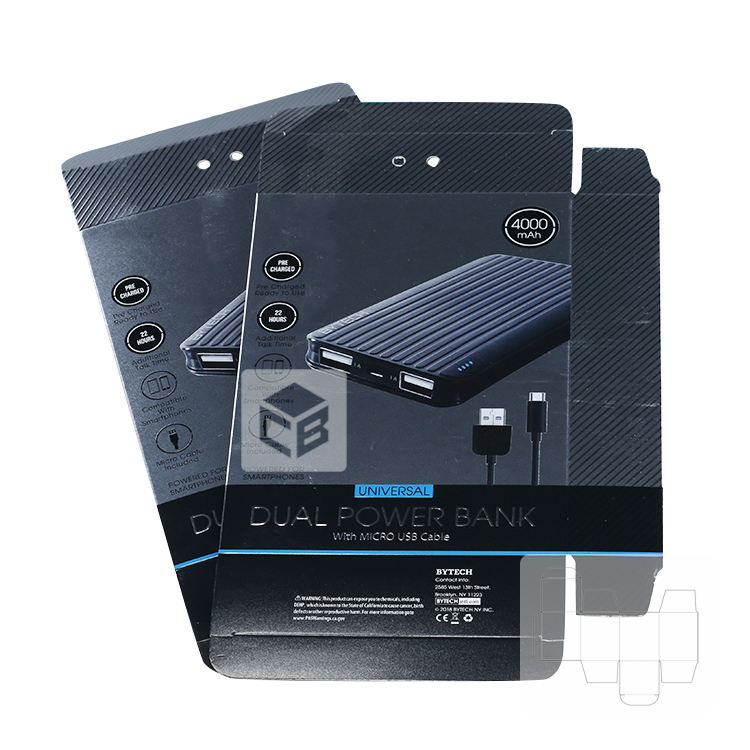 Chengbao 006 Paper Folding Box Power Bank Paper Package Boxes Black Gift Packaging Box with Clear Window for Portable Charger Pr