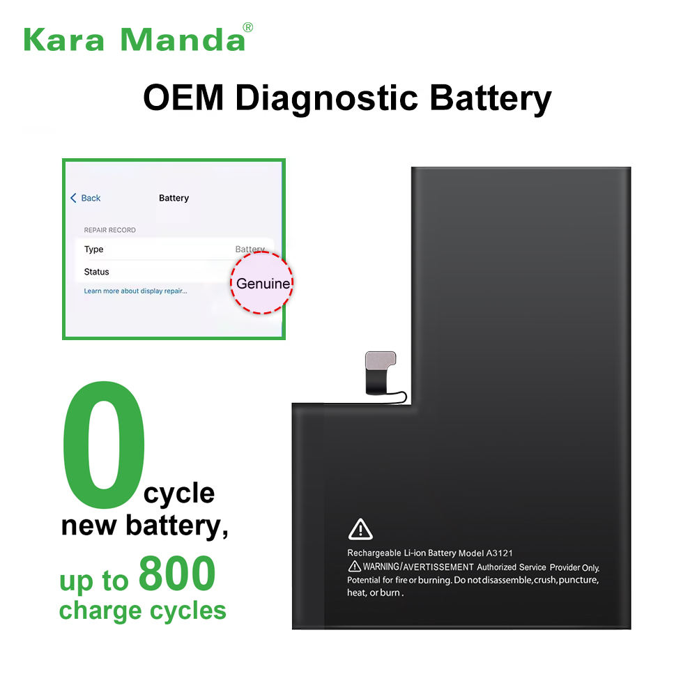 Kara Manda OEM Bulk Supply Phone Battery 0 Cycle up to 800 Cycle IOS26 Diagnostic Genuine Battery for iPhone 12-15 Pro Max