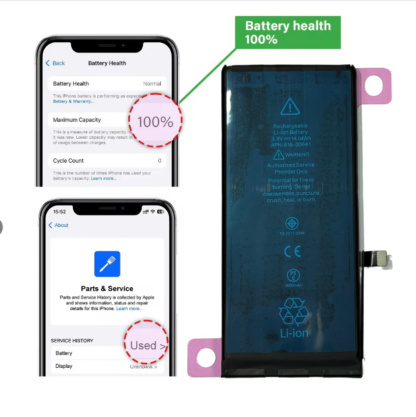 Mobile Phone Diagnostic Battery Rechargeable Phone Batteries Packing for iPhone 8 9 11 12 13 14 15 Pro Max Mini Plus Battery