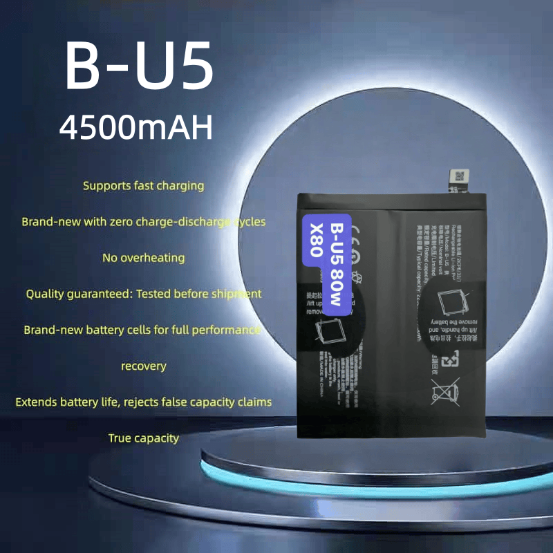 High Quality 4500mAh Rechargeable Li-Ion Battery VIVO X80 Mobile Phone B-U5 Model Black Factory Direct Sale High-Capacity Stock