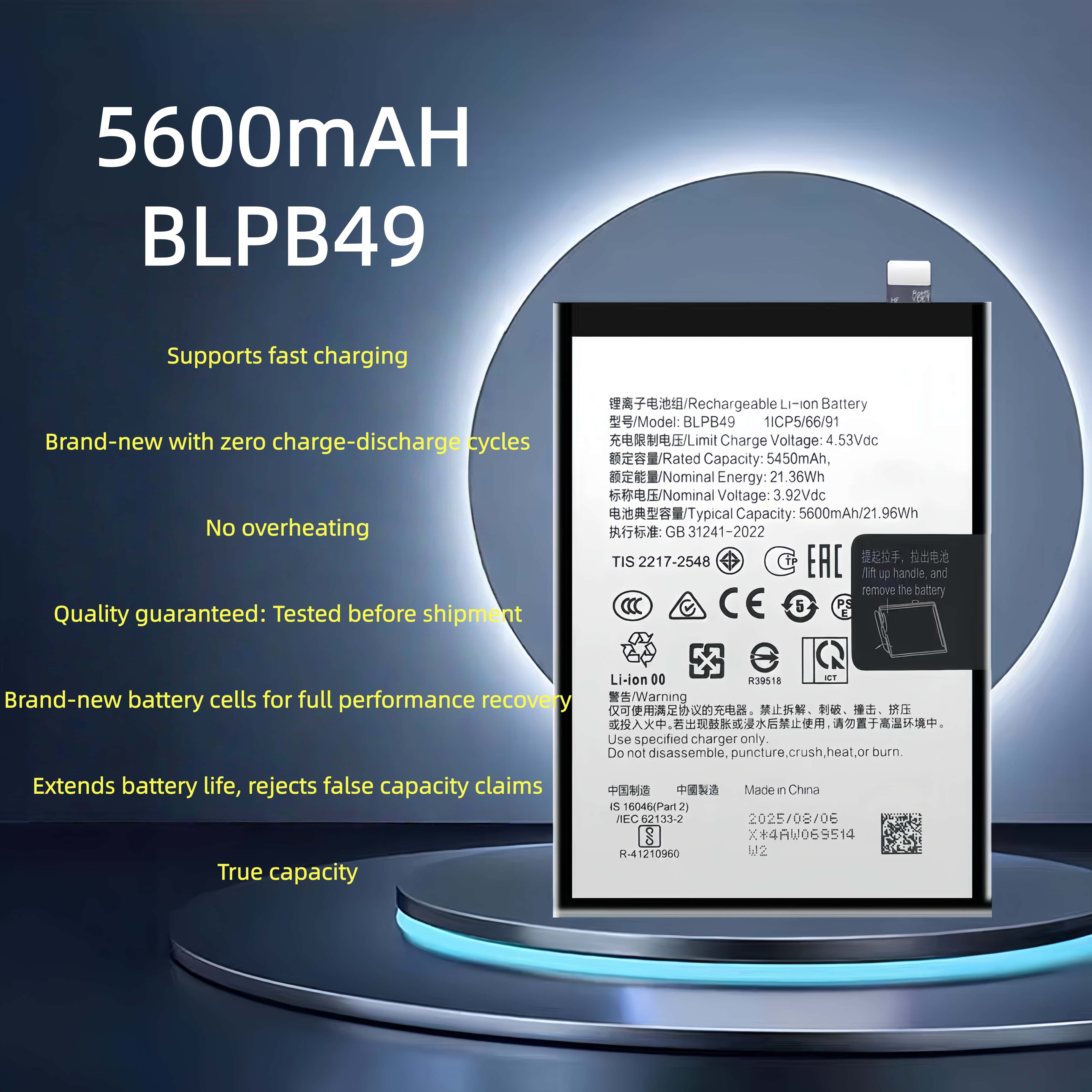 High Quality Original Lithium Battery for OPPO Reno 13_13.pro Mobile Phone-Model BLPB49 VIN Brand-Factory Direct Sale in Stock