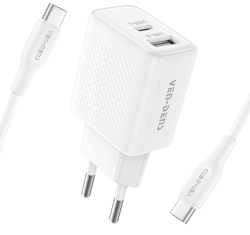 Wholesale Price Fast charging 10.5W EU Charger with USB-A Port and PD60W C to C Cable--Model:VD-TC019BAC01