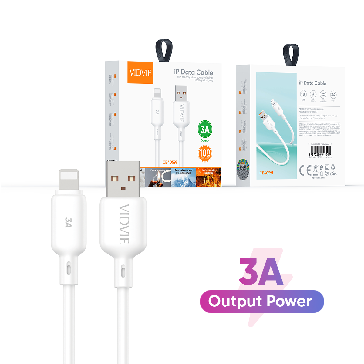 VIDVIE CB4059i USB to Lightning 1M Fast Charging Charger Cable
