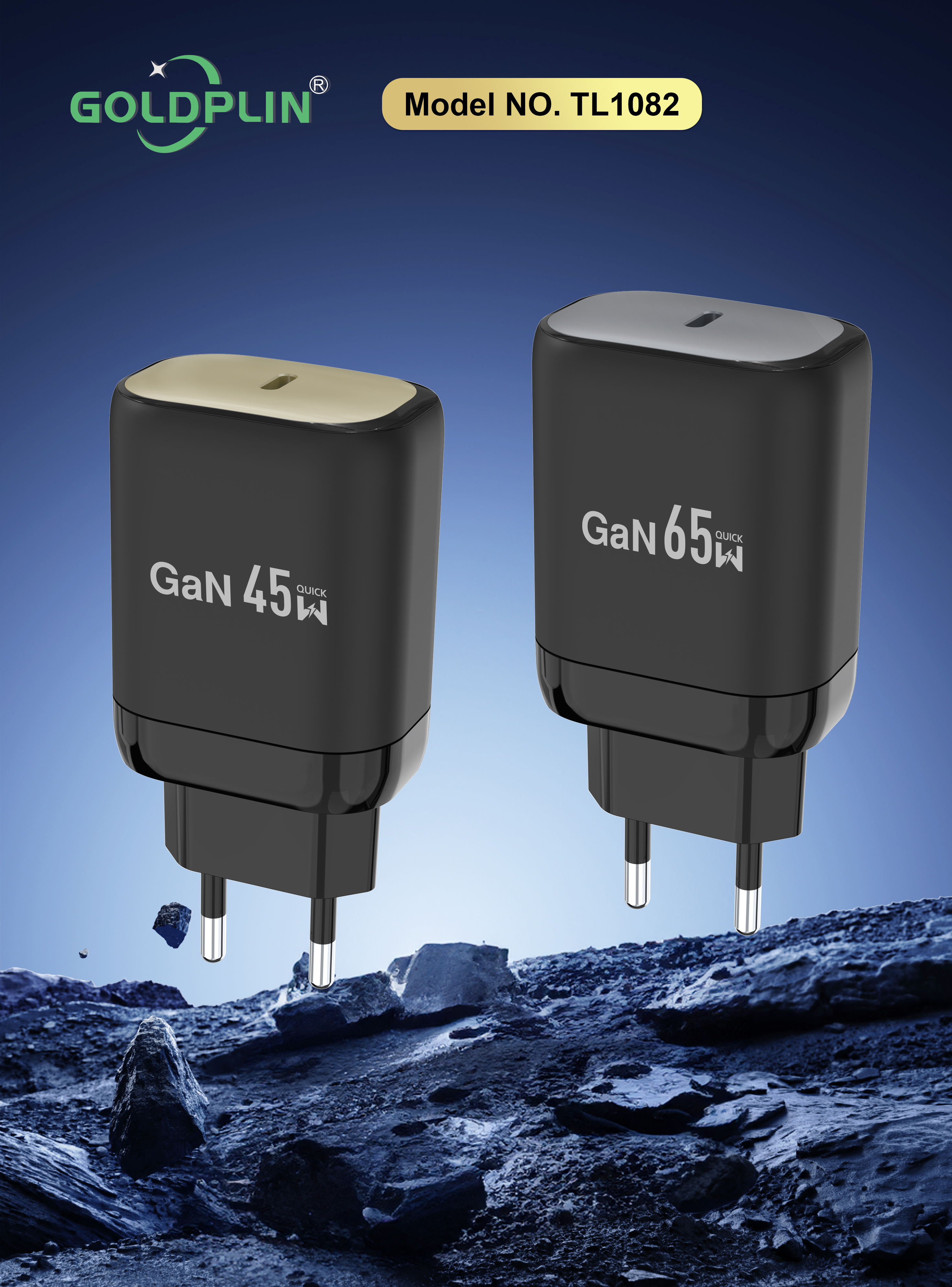 GaN Charger,Super Fast Phone Charger PD45W/65W Golplin TL1082 EU PIN,Universal Charging Dock Wholesale Factory OEM