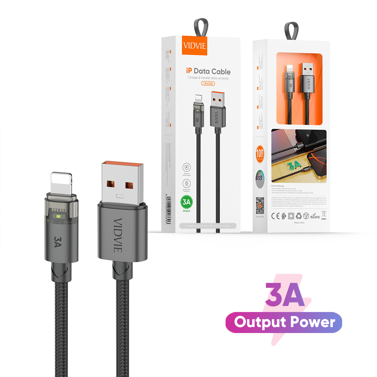 VIDVIE CB4058i Fast Charging USB Data Cable
