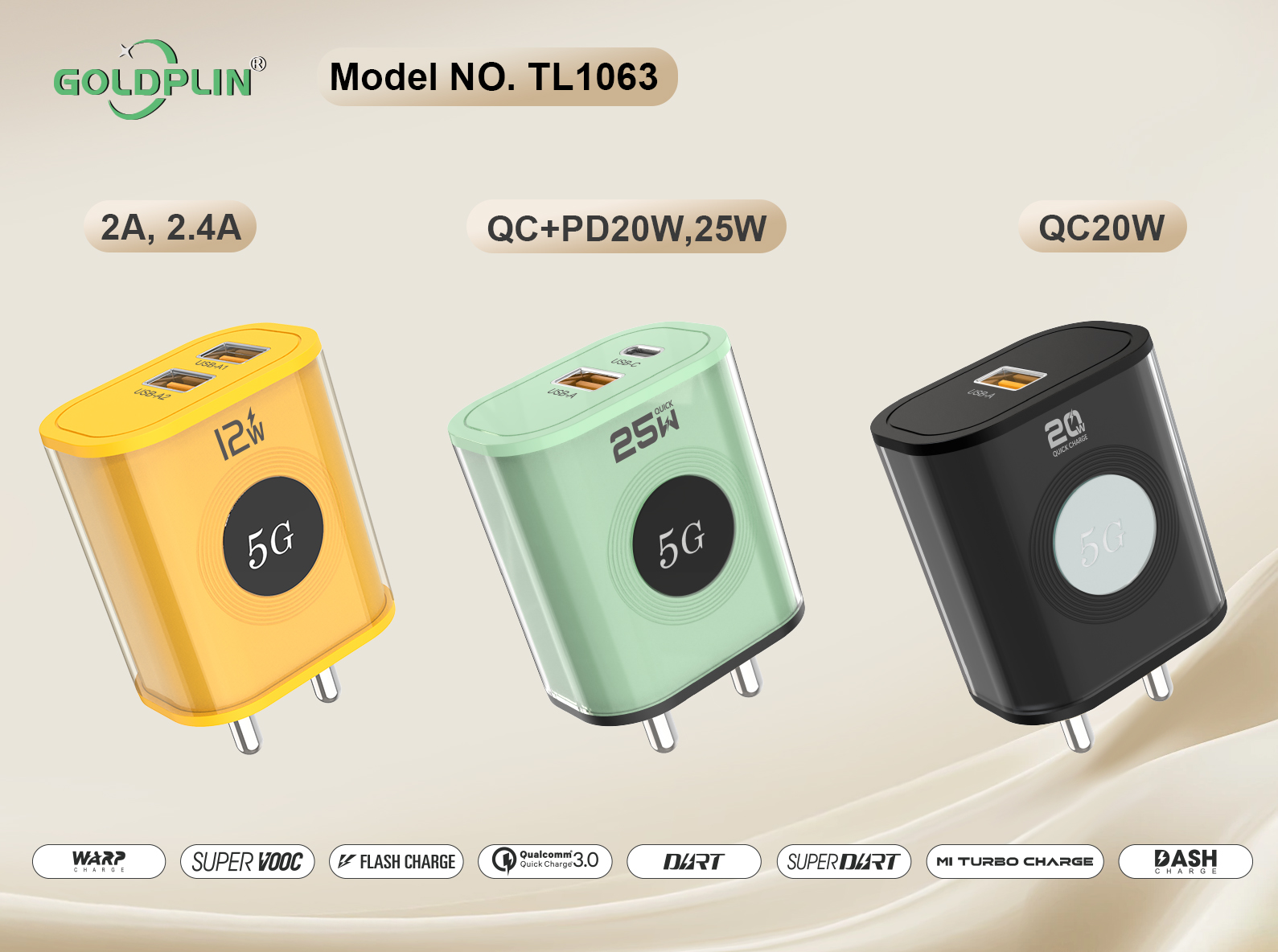 TL1063 BIS PIN SuperFast Phone Charger 2A.2.4A/QC+PD/QC 12W/20W/25W/30W, Custom phone chargers factory