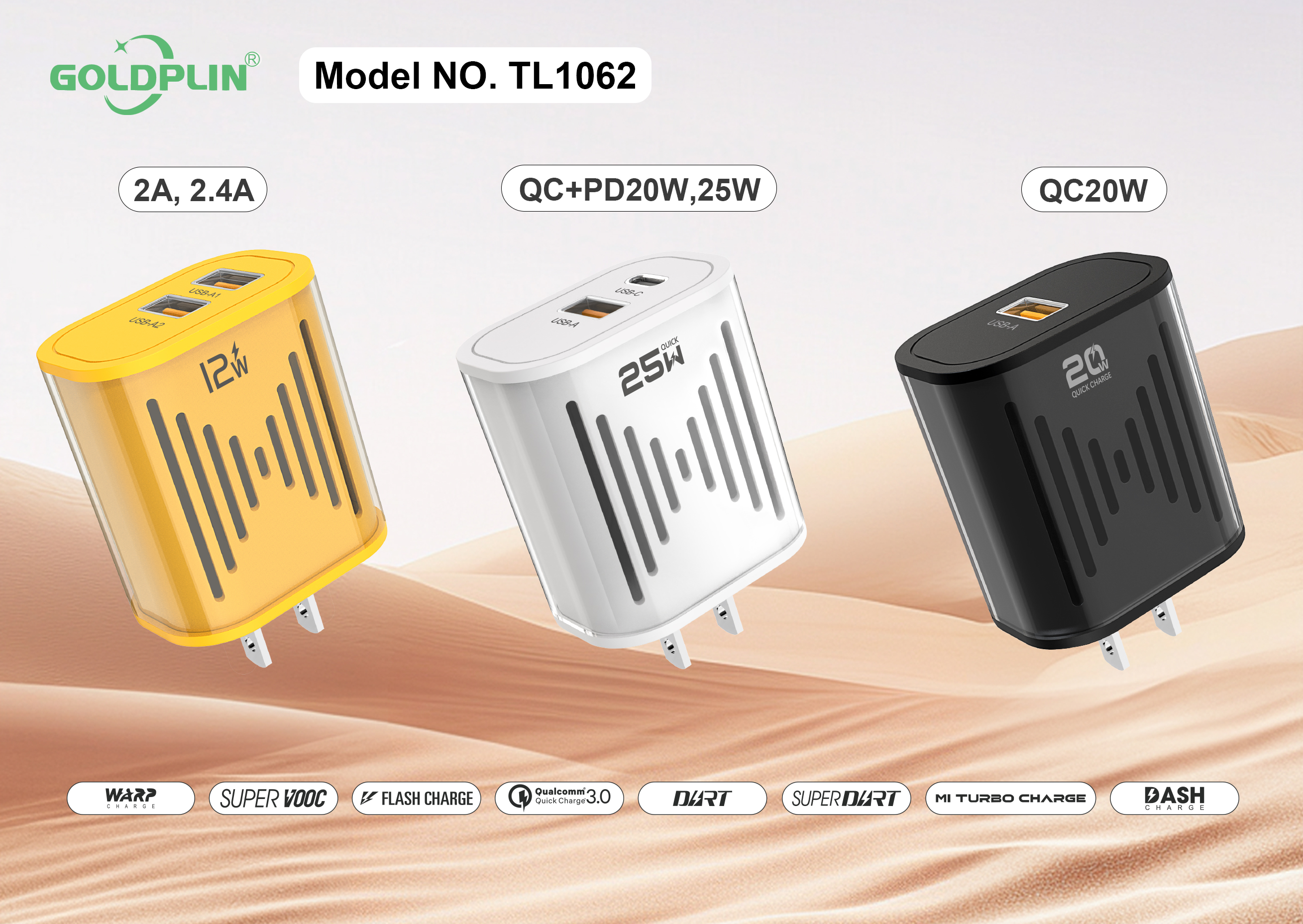 TL1062 US PIN SuperFast Phone Charger 2A.2.4A/QC+PD/QC 12W/20W/25W/30W, Custom phone chargers factory