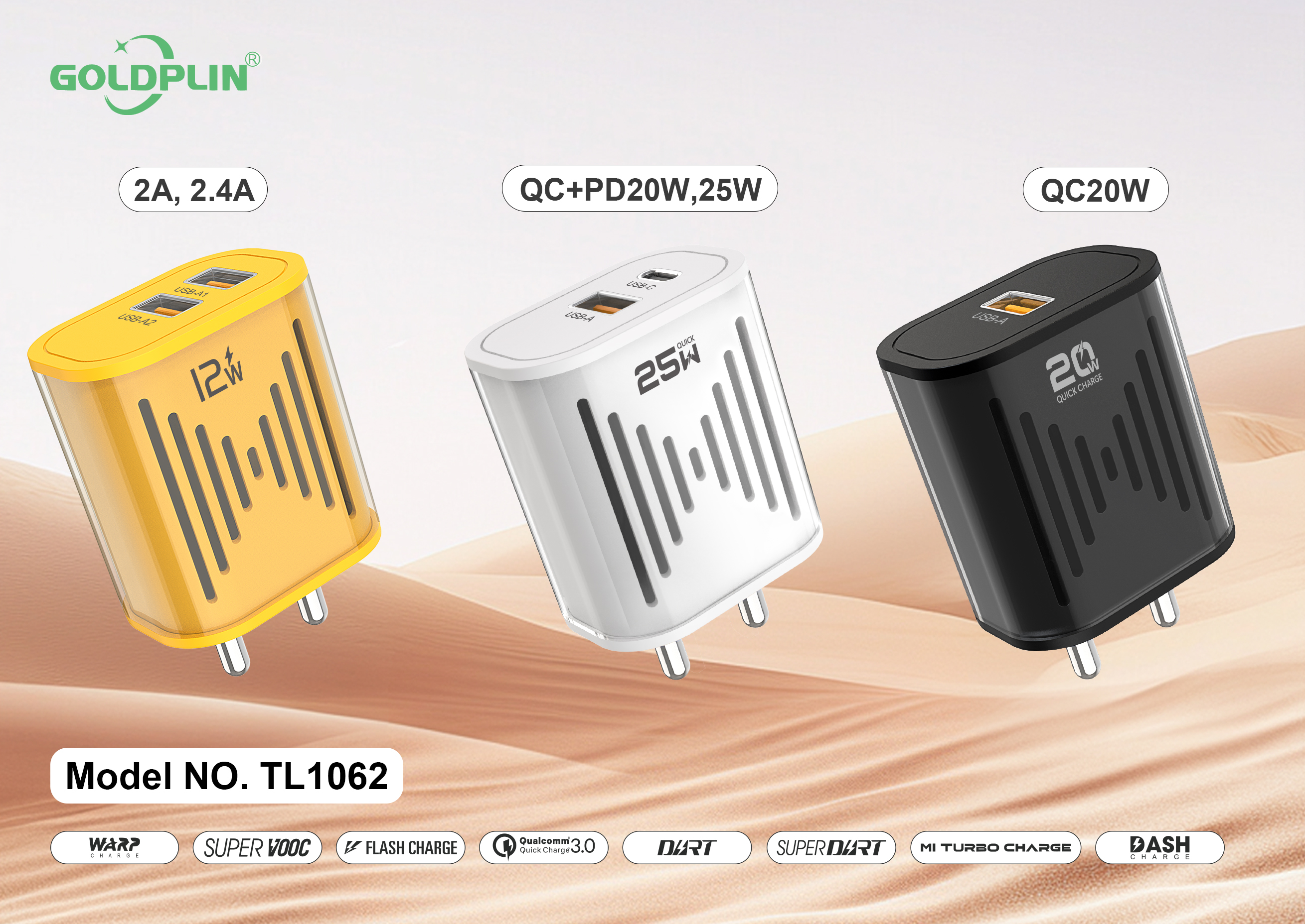 TL1062 EU PIN SuperFast Phone Charger 2A.2.4A/QC+PD/QC 12W/20W/25W/30W, Custom phone chargers factory