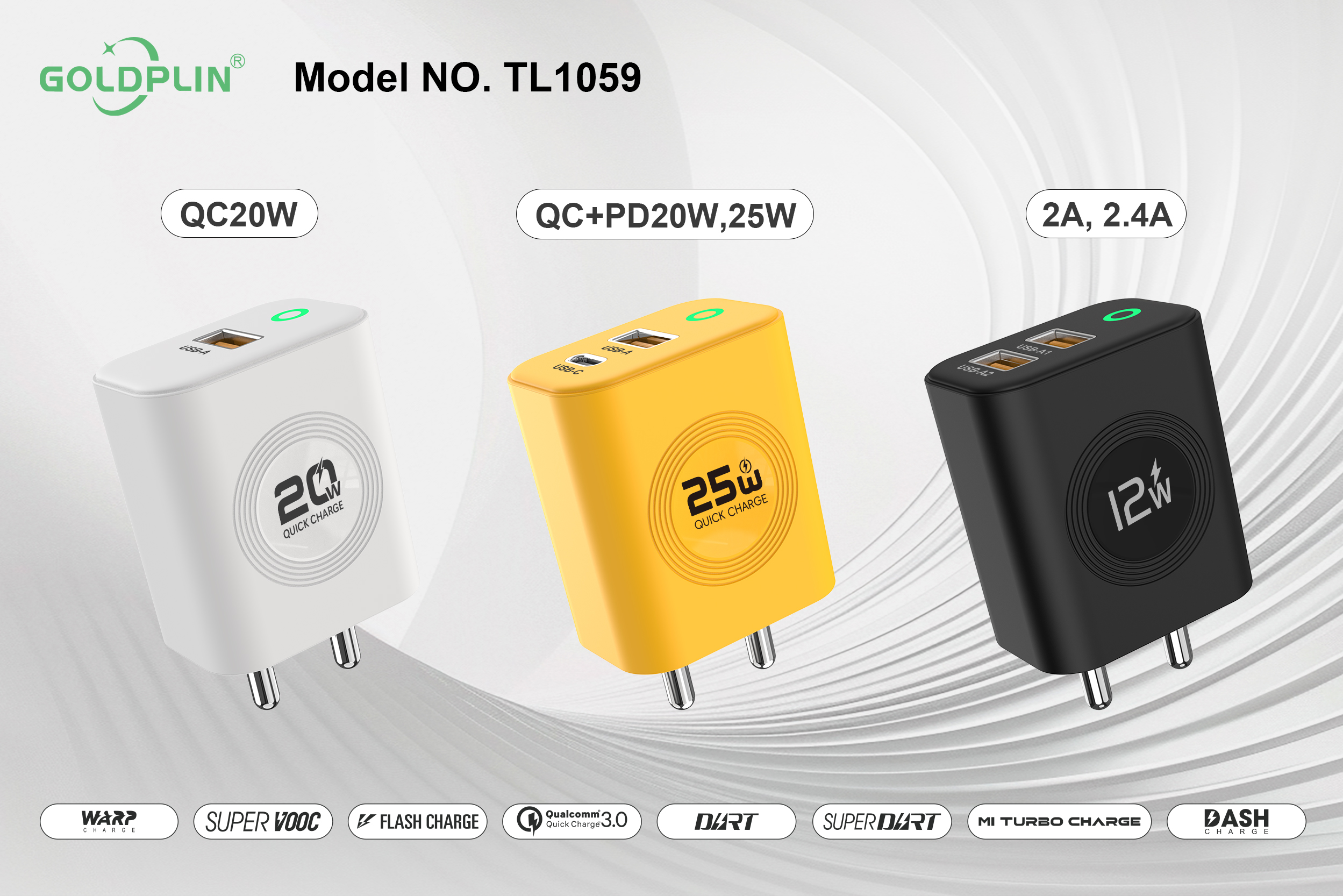 TL1059 BIS PIN Super Fast Phone Charger Full protocol 2A.2.4A/QC+PD/QC 12W/20W/25W/30W, Custom phone chargers factory