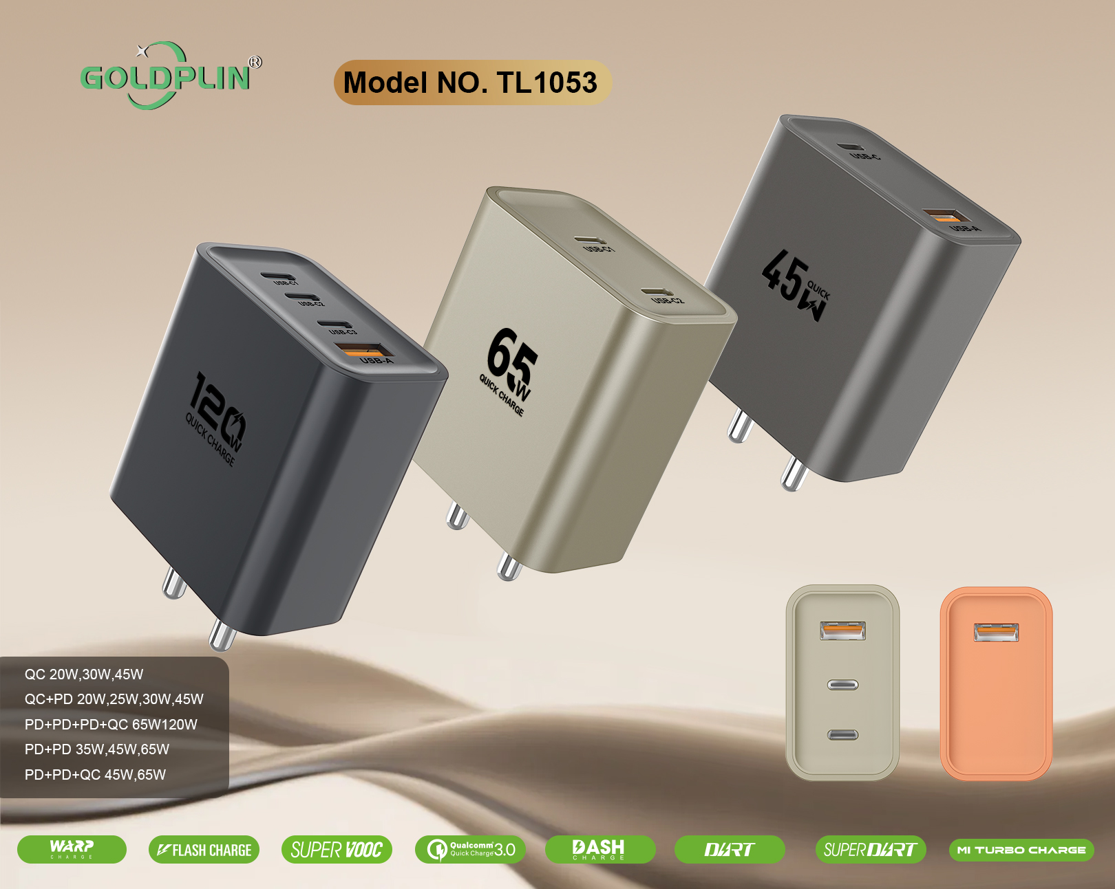 TL1053 BIS PIN Phone Fast charger Full protocol custom phone charger QC/A+C/2PD/A+C+C/A+C+C+C 20W/25W/30W/35W/45W/65W/120W