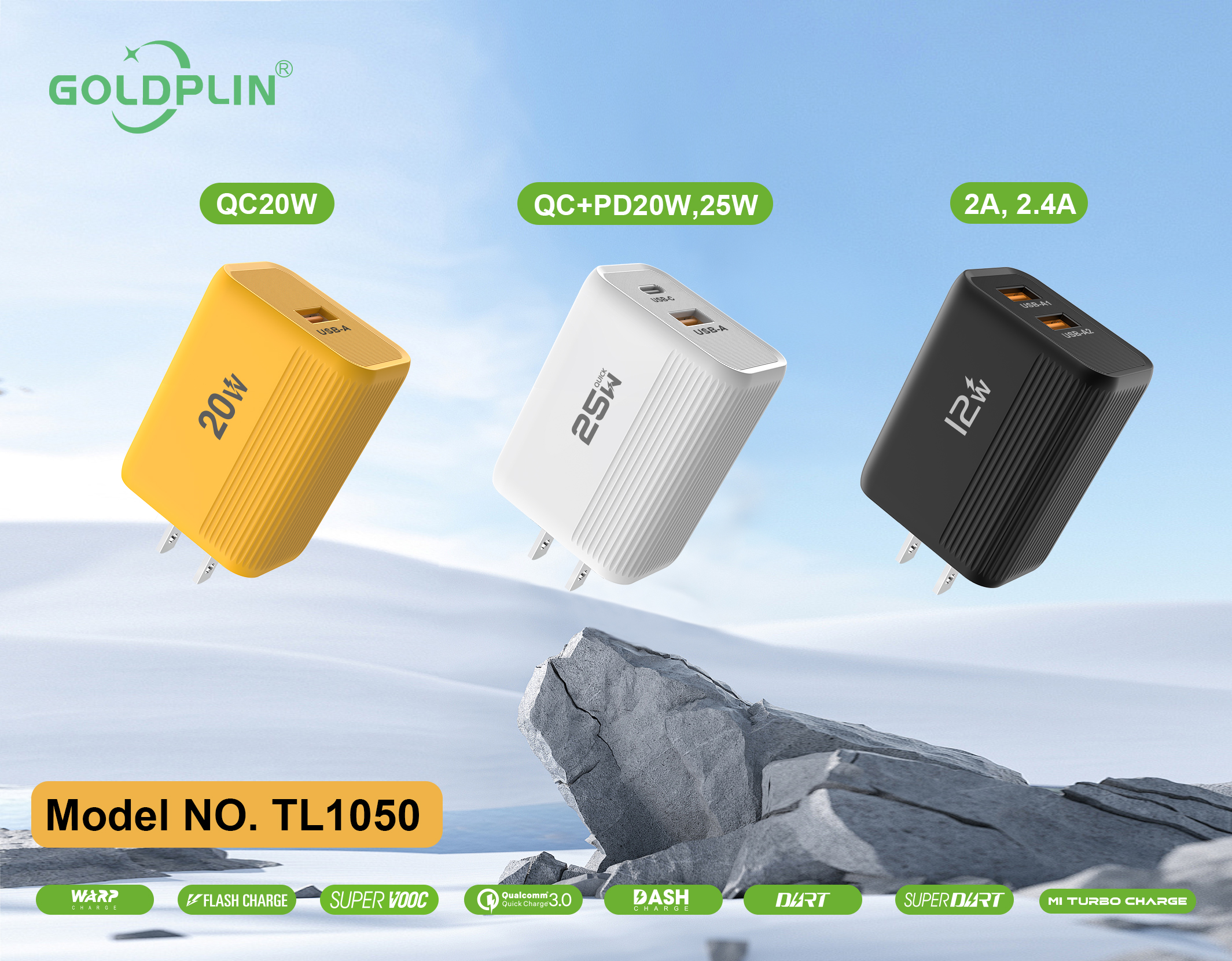 Fast Phone Charger TL1050 US PIN Full protocol 2.0A,2.4A,QC20W/30W,A+C20W/25W