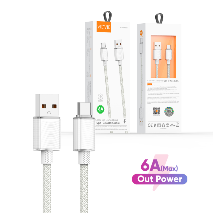 VIDVIE CB4024t 6A Charger Cable High Speed Usb c Data Cable