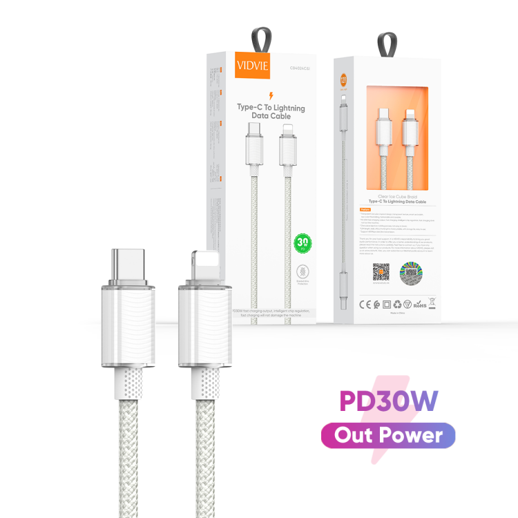 VIDVIE CB4024C&i  PD30W Fast Charging Type-C to Lightning Charger Cable