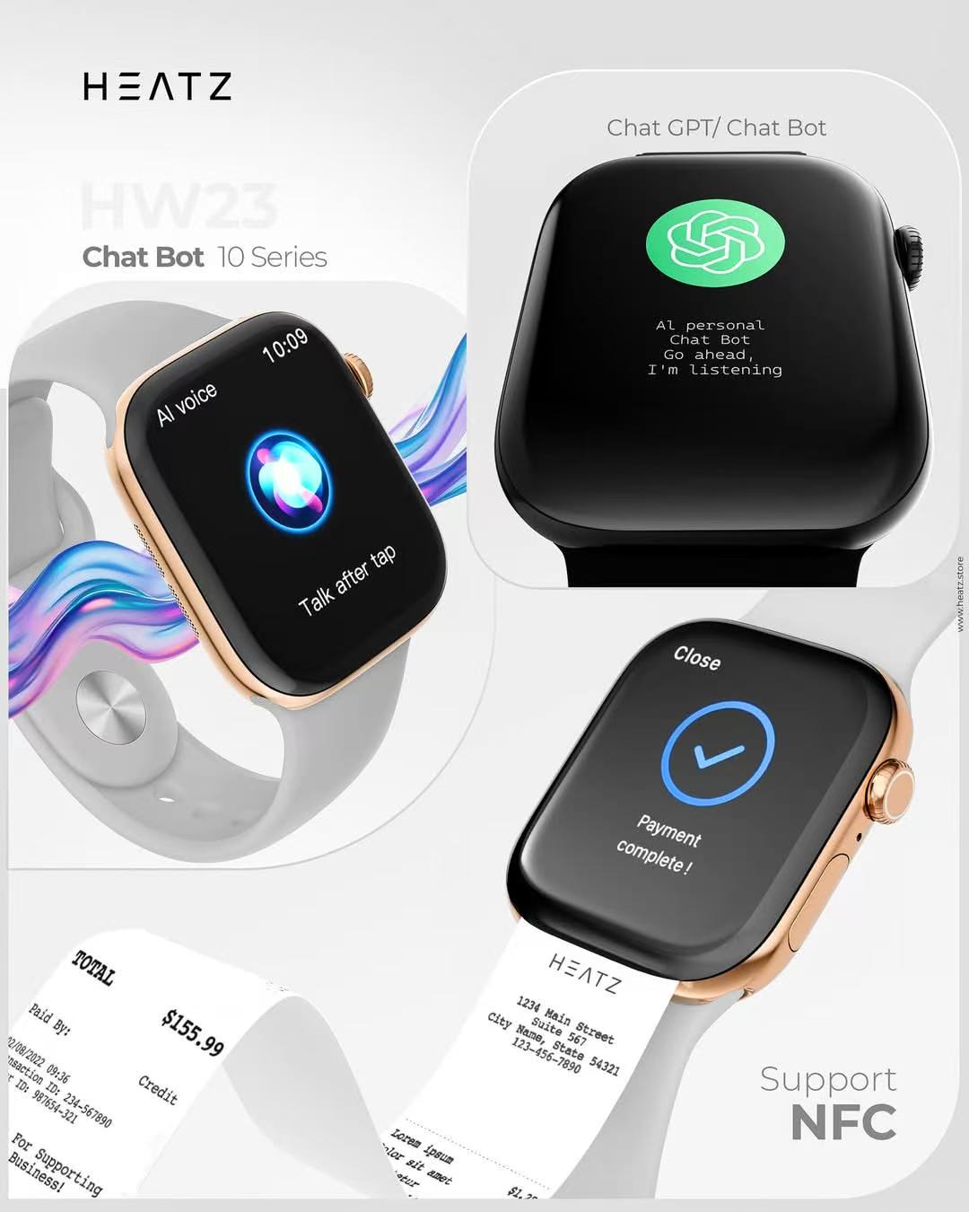 HEATZ HW23 Smart Watch ouch Screen Fitness Tracker for Android iPhone Alexa Integration IP68 Waterproof