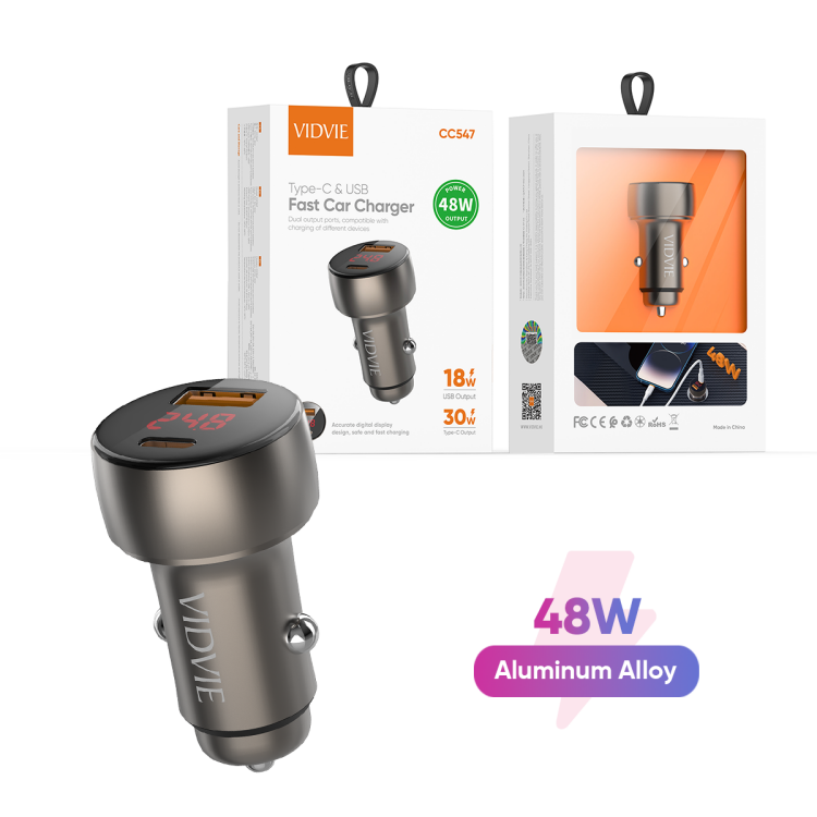 VIDVIE CC547 Type C & USB Fast Charging Car Charger