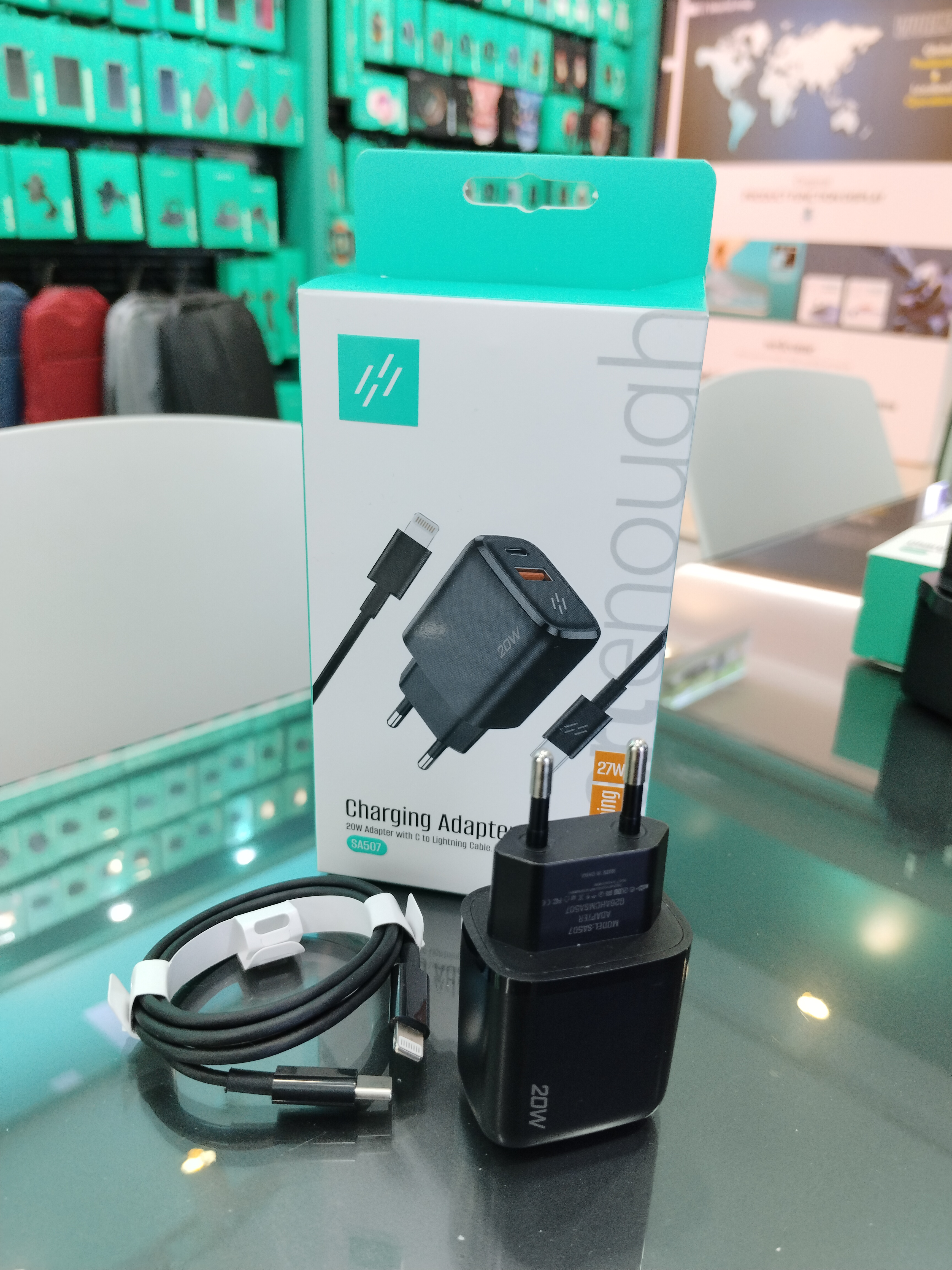 HEATZ SA507 20W A+C EU pin adapter fast Charger with Typec to Lightning Cable