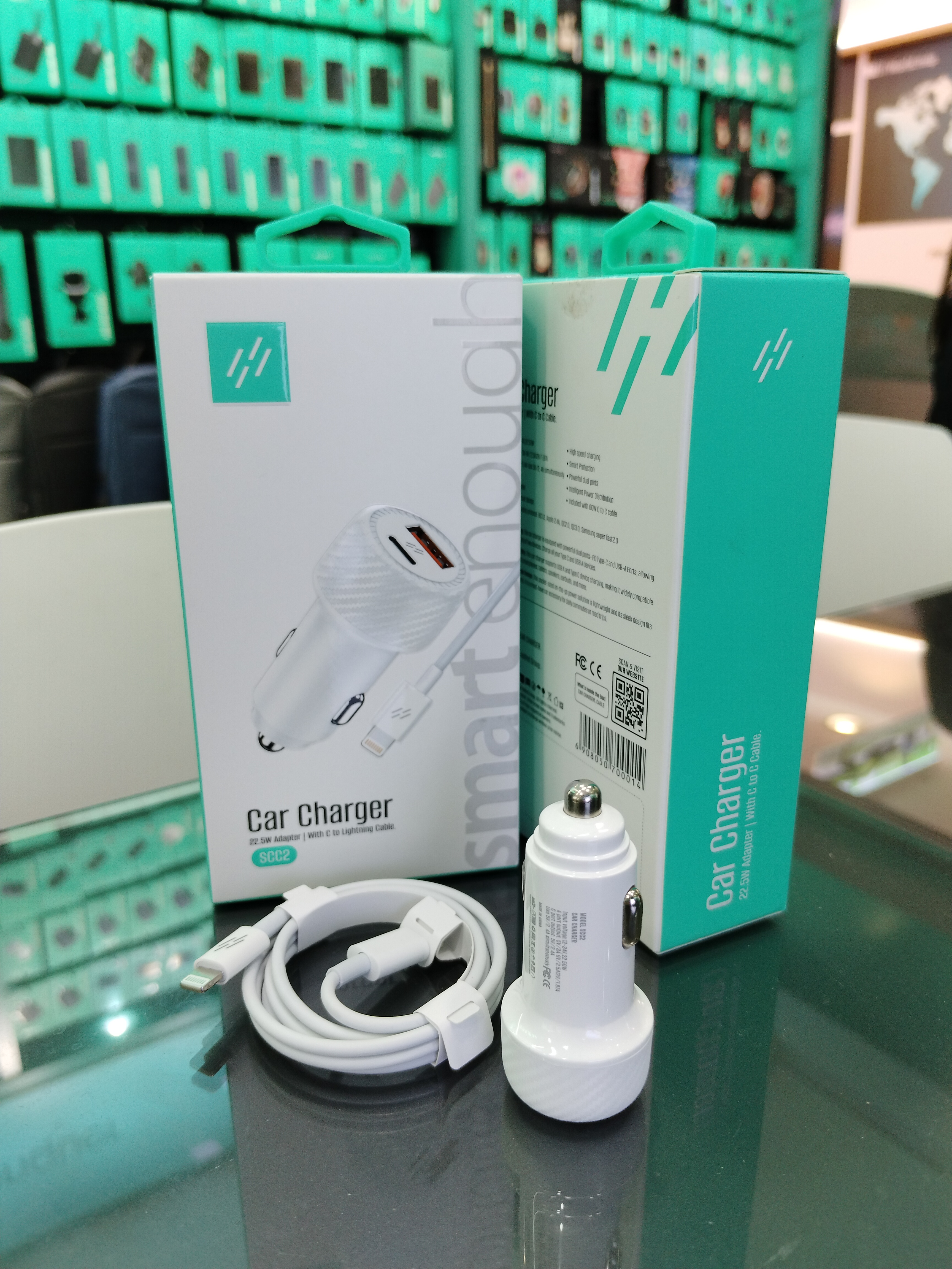 HEATZ SCC2 High Quality 22.5W Dual Port PD QC3.0 Type-C Fast Charging OTP Protection Car Charger for Mobile Phone with Cable
