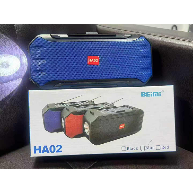 BEIMI HA02 portable speaker, which integrates solar charging, FM radio, strong flashlight and Bluetooth TF card, is mainly used