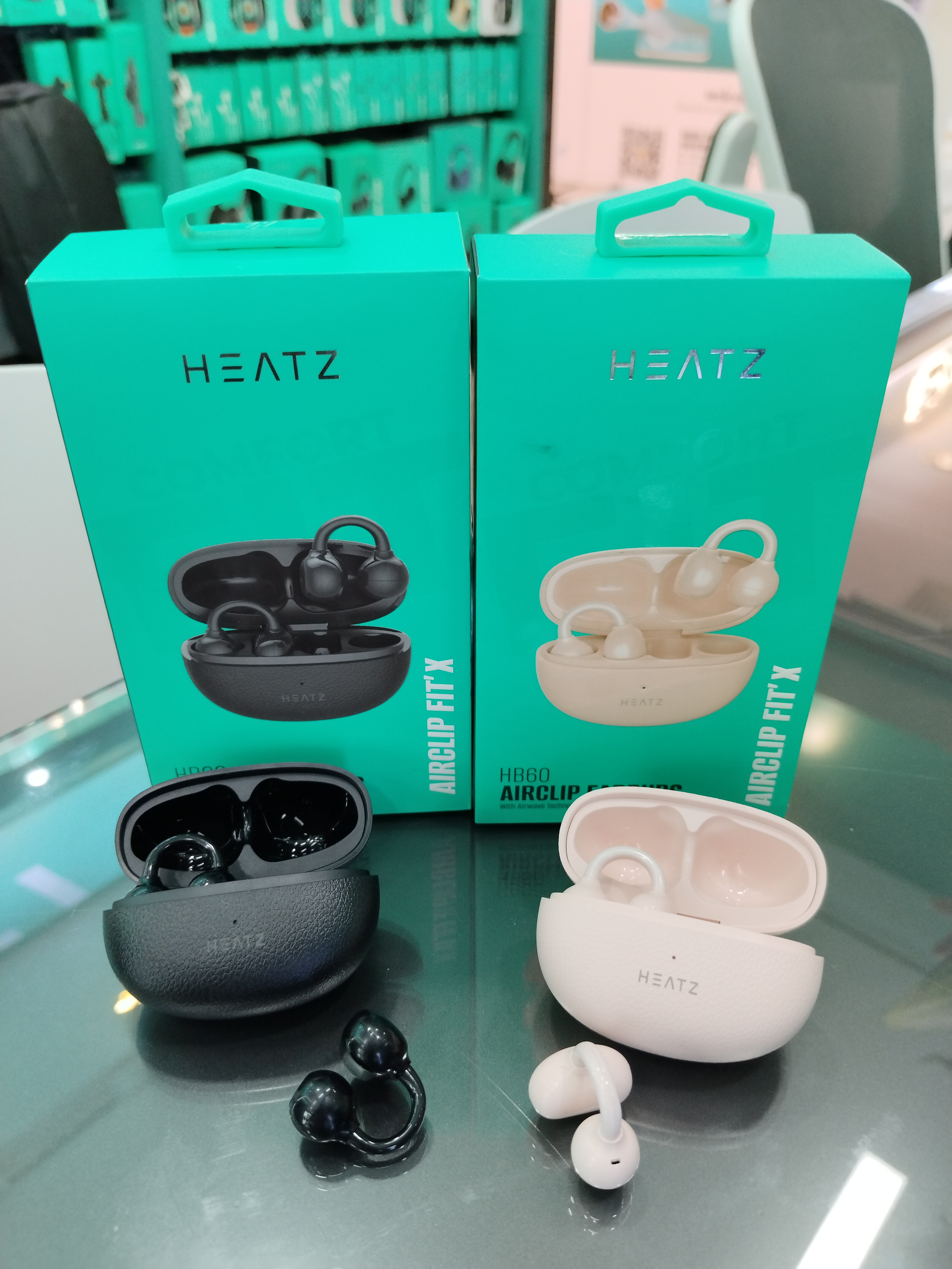 U-shaped clip on Bluetooth earphones with LED ear hanging digital display for directional sound transmission