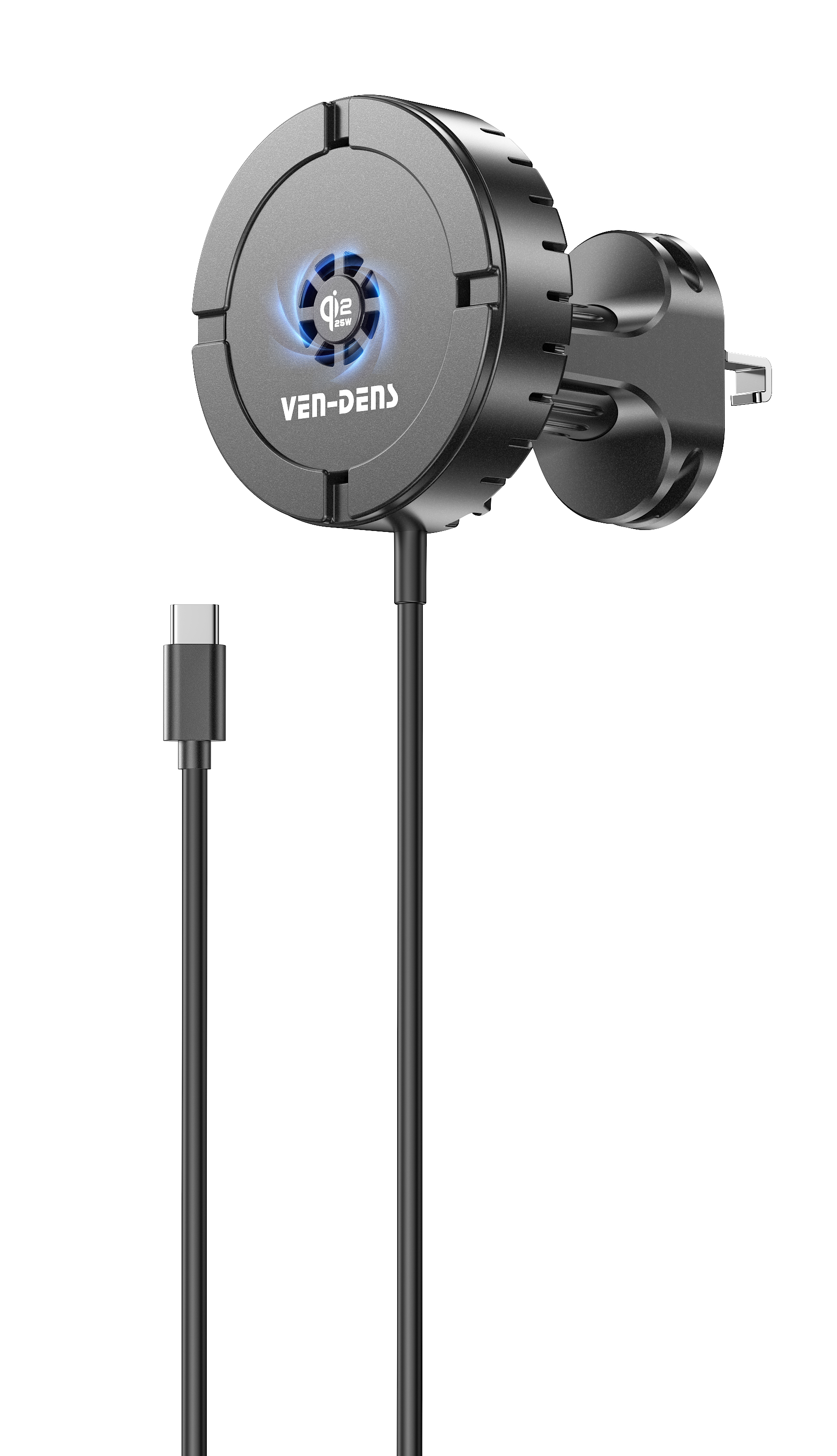 Qi2 25W Magnetic Wireless Car Charger, Air Vent Phone Mount with Built-in Cooling Fan--VD-WLC032