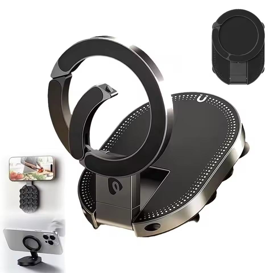 3-in-1 magnetic suction cup phone holder, 360° rotatable phone holder, foldable magnetic smartphone holder, live streaming lazy