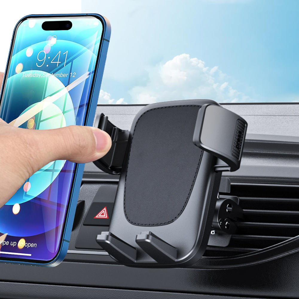 Car phone holder with air vent, 360° rotatable, thick-shell design, easy to fix, stable and anti-shake.